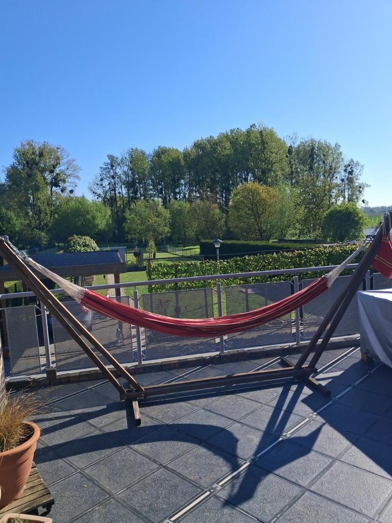 Hangmat dubbel voor met tweetjes!, Ophalen, Gebruikt, Hout