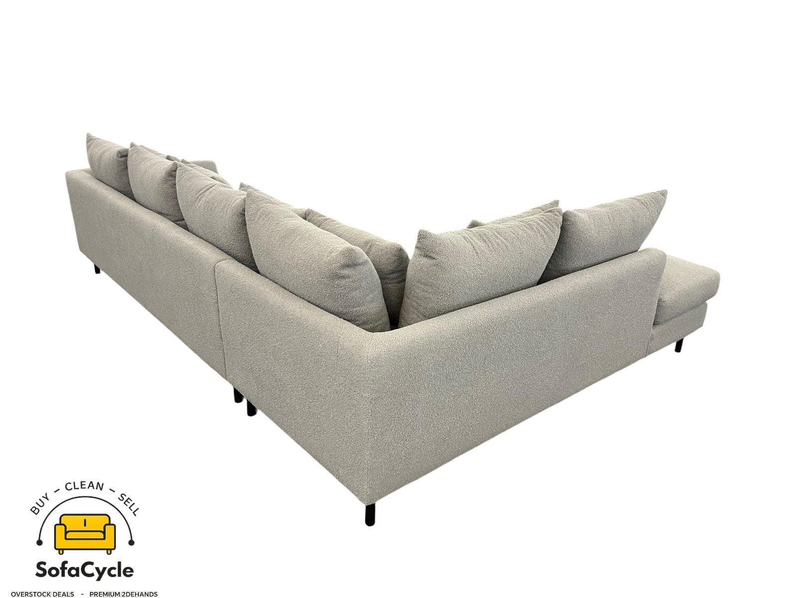 Fauteuil d'angle gris clair bouclé, coin L — overstock, Neuf, Enlèvement ou Envoi, SofaCycle, Info@sofacycle.be