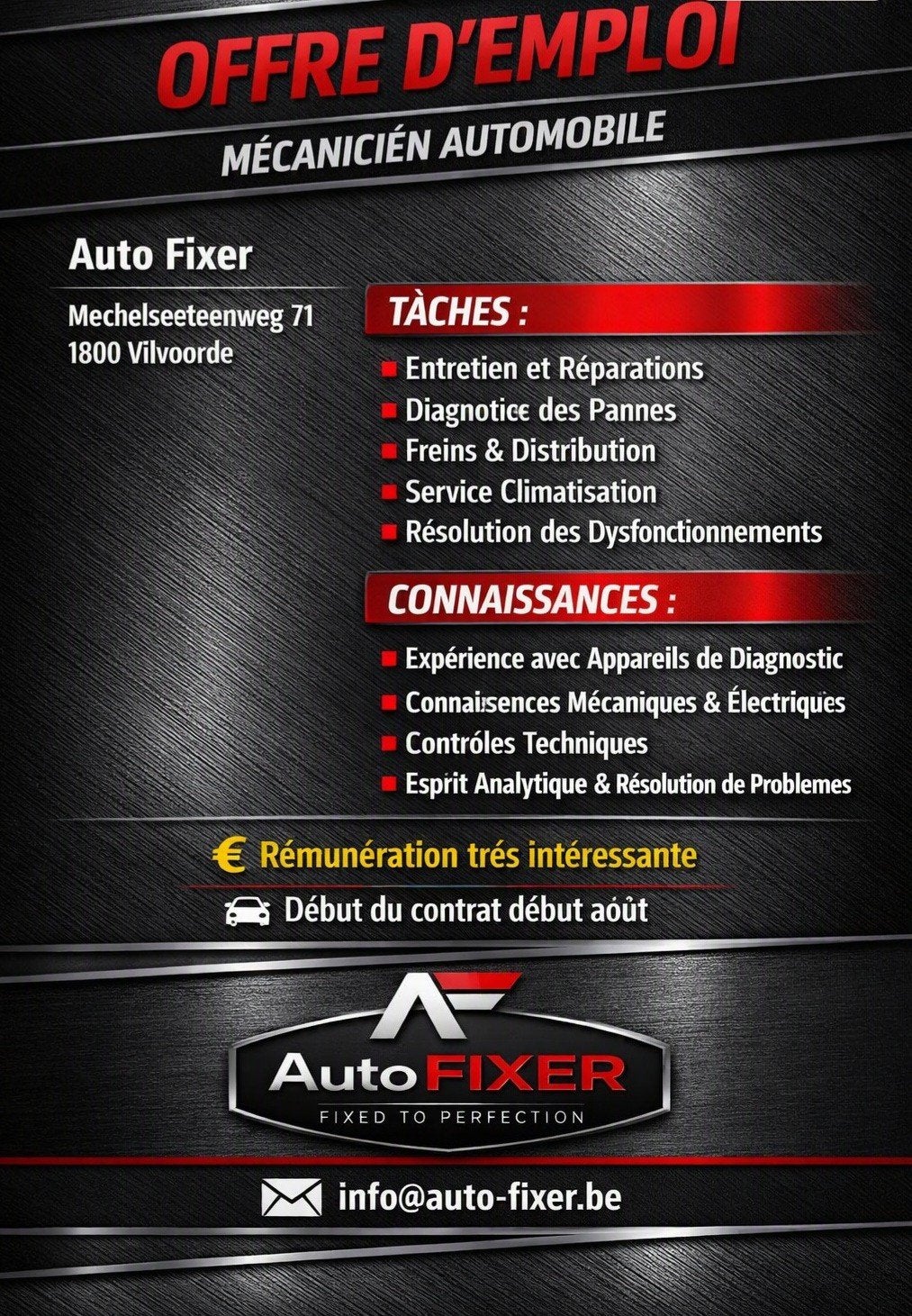 vacature Automechanieker - voltijds- Vilvoorde, Twee personen, Meerdaags