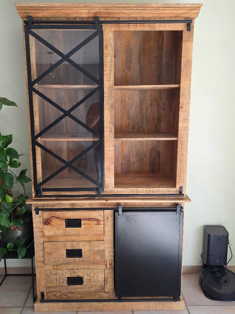 Vitrine, Huis en Inrichting, Ophalen, 100 tot 150 cm, 200 cm of meer, Met lade(s)