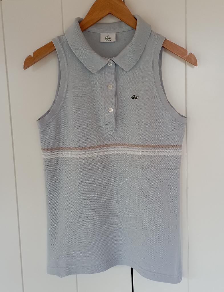 Lacoste mouwloze polo - lichtblauw met streep, Maat 38/40 (M), Blauw, Ophalen of Verzenden, Zo goed als nieuw