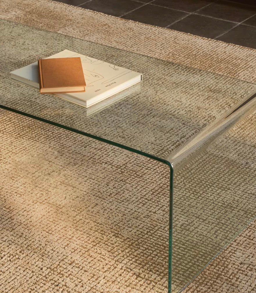 Glazen salontafel, Huis en Inrichting, Ophalen, Gebruikt, 100 tot 150 cm, Design