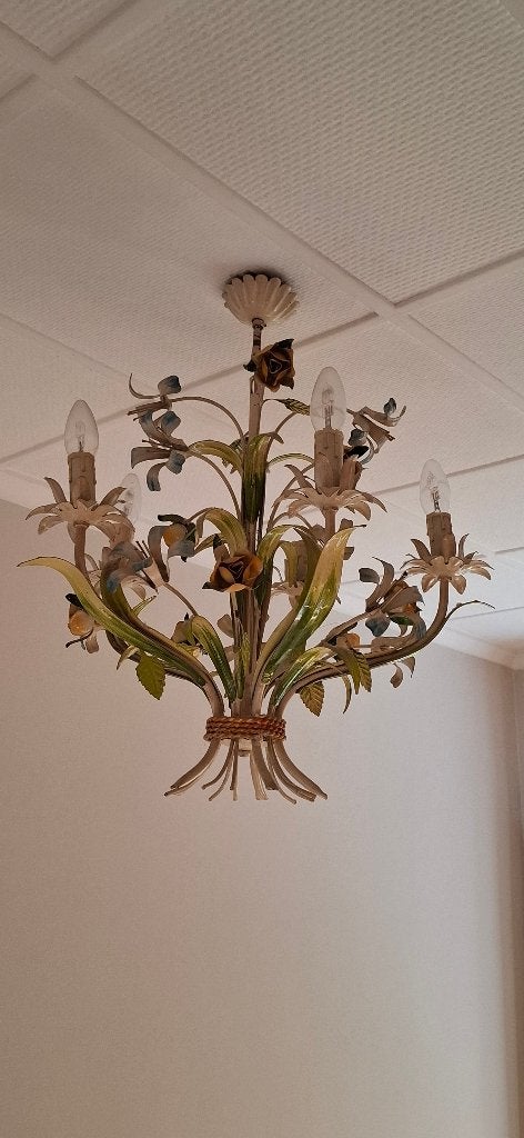 Kroonluchter met bloemen, Ophalen, Gebruikt, Metaal
