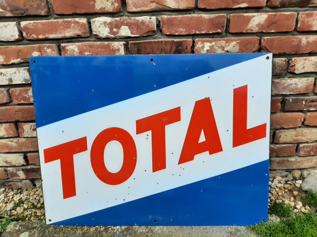 Groot emaille reclamebord Total, Verzamelen, Ophalen of Verzenden, Reclamebord