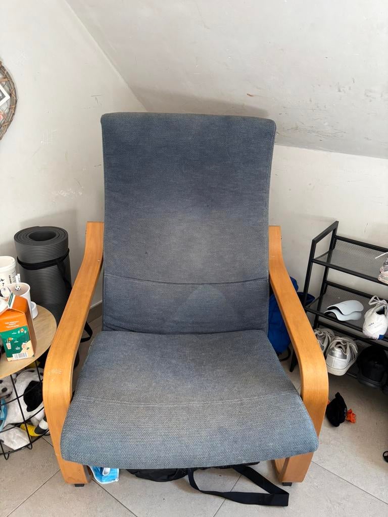 IKEA POÄNG fauteuil – grijs met houten frame, Enlèvement, Comme neuf