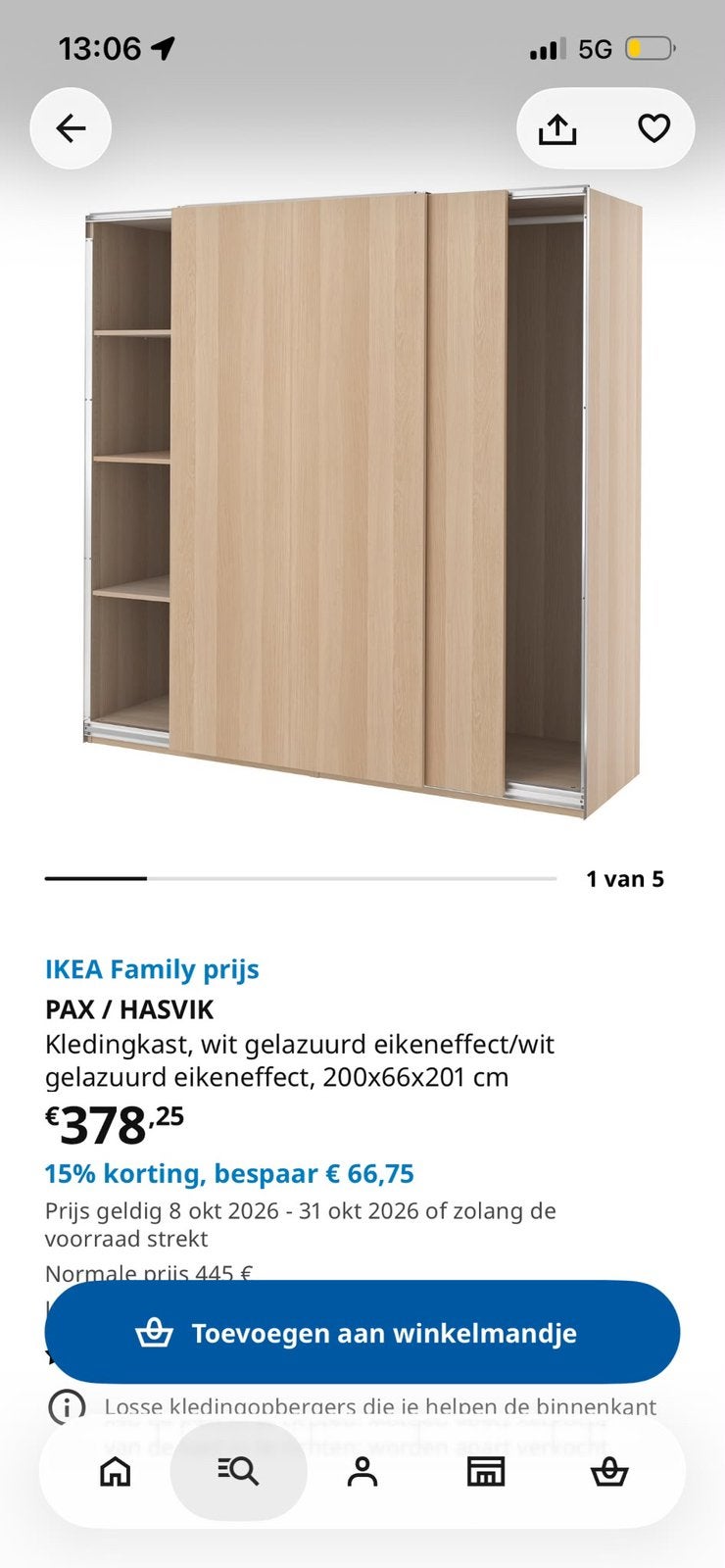 Kleerkast pax hasvik, Ophalen, Zo goed als nieuw