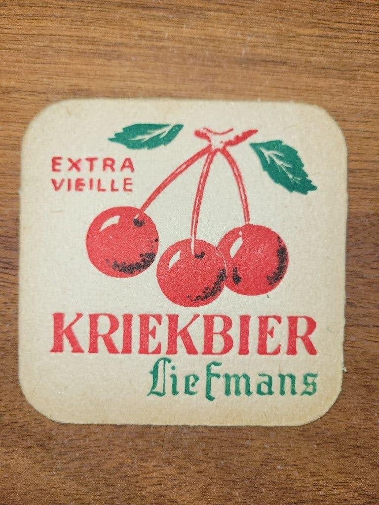 Oud bierviltje - Kriek Liefmans, Collections, Marques de bière, Enlèvement ou Envoi, Utilisé, Sous-bock, Autres marques