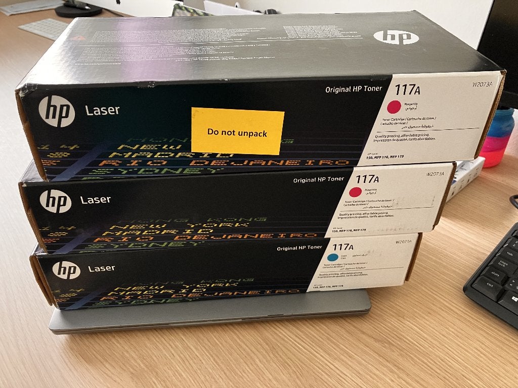 HP 117A Inkt toner - 2x Magenta + 1x Cyan, Ophalen, Nieuw, Toner, Hp