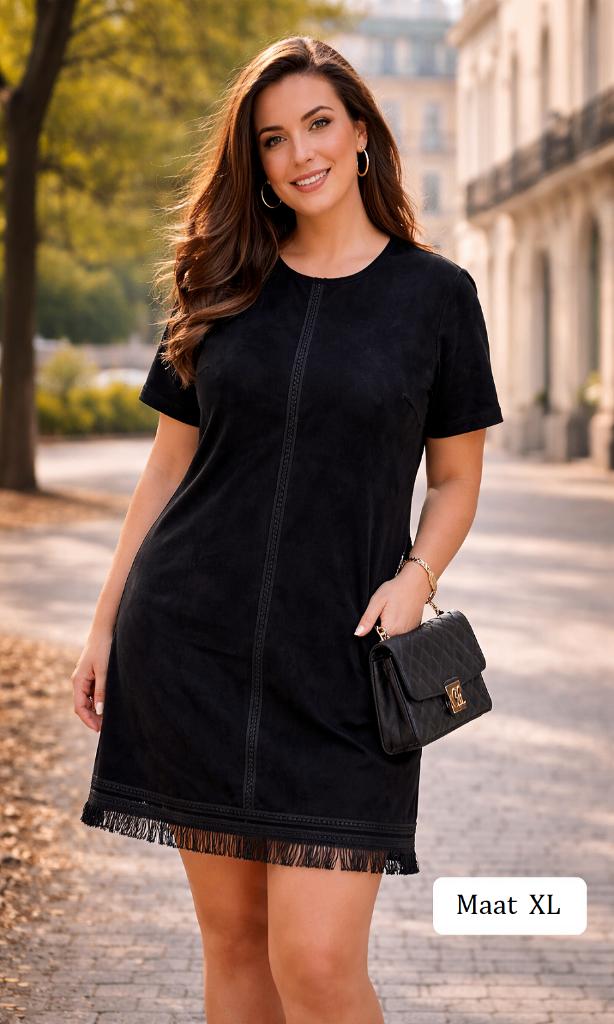 Zwarte Suède-look Jurk (Maat XL) – NIEUW, Kleding | Dames, Jurken, Nieuw, Maat 46/48 (XL) of groter, Zwart, Boven de knie, Ophalen of Verzenden