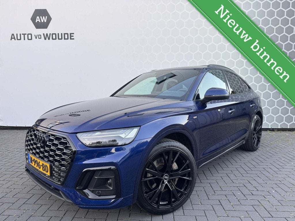 Audi Q5 55 TFSI e S Edition Panorama hybride S-line Black Sp, Auto's, Audi, Automaat, Gebruikt, 4 cilinders, Blauw