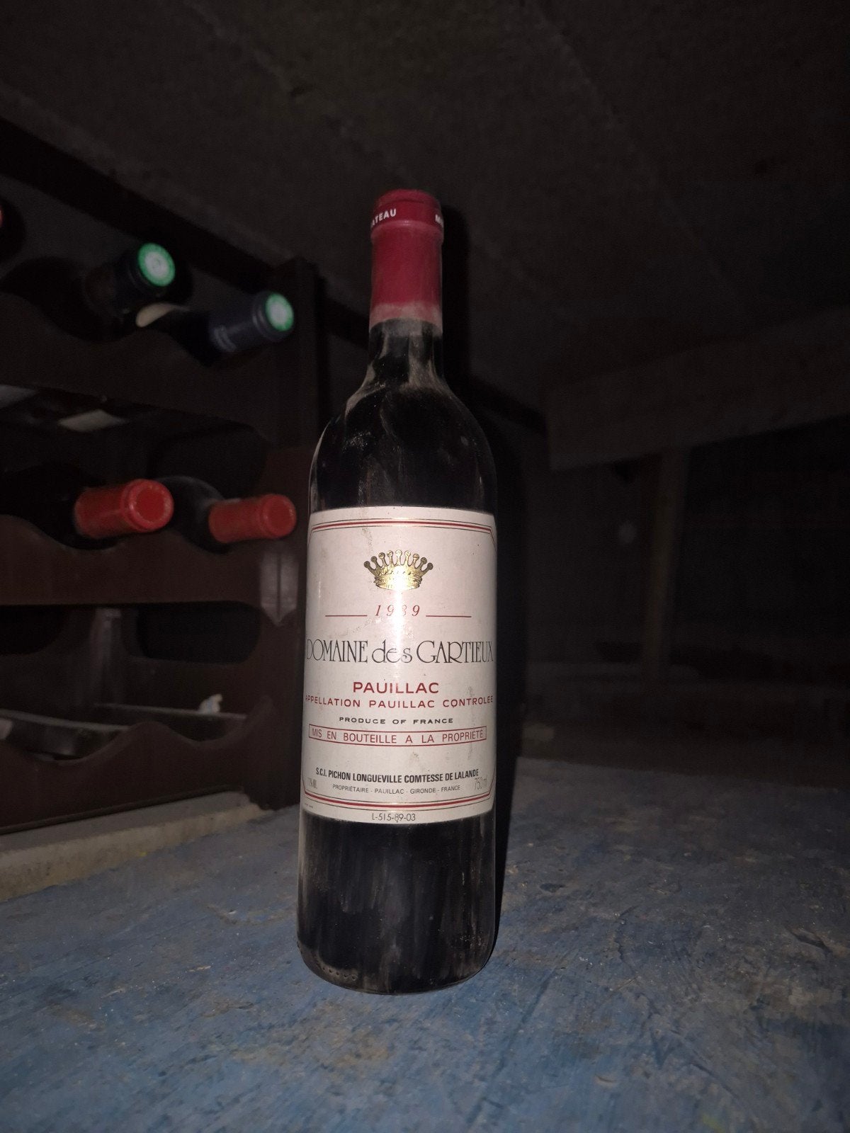 2 Bouteilles de Vin: Domaine des Gartieux - Pauillac, Verzamelen, Wijnen, Ophalen of Verzenden, Frankrijk, Rode wijn