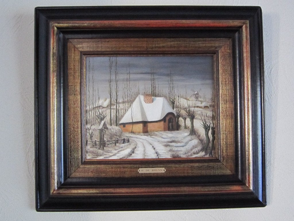 Schilderij op doek "sneeuwlandschap", Antiek en Kunst, Doek, Ophalen of Verzenden, Landschap, Olieverf