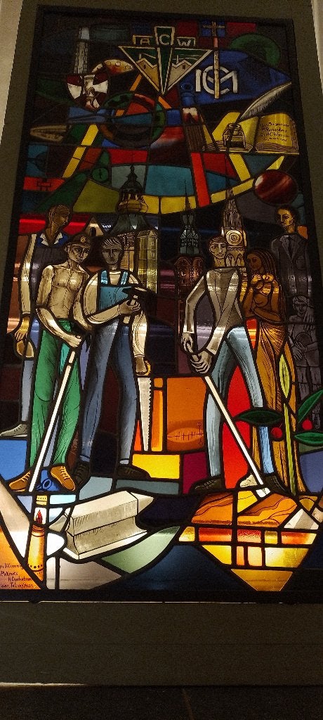 Glas-in-loodraam P. Wilmots / Hugo Duchateau – 1965, Antiek en Kunst, Ophalen