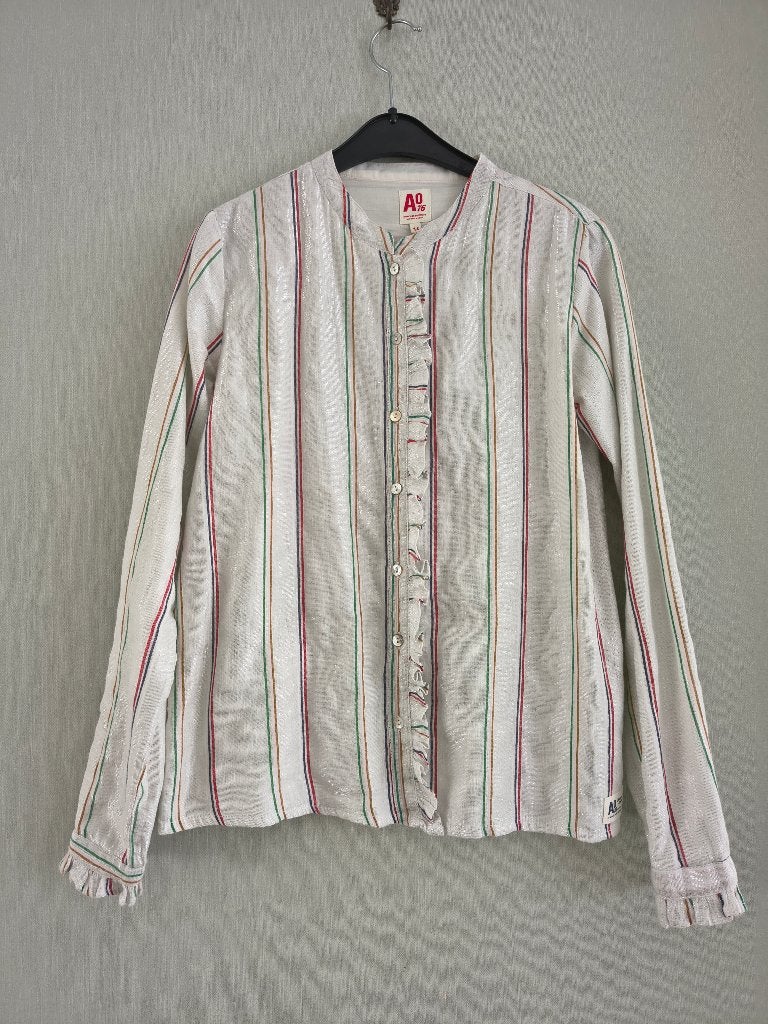 mooie gestreepte bloes AO 76 maat 12 jaar, Gebruikt, Meisje, AO76 American Outfitters, Overhemd of Blouse