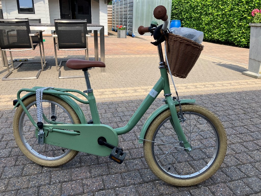 Kinderfiets van het merk PUCmaat 18 groen, Zijwieltjes, 16 tot 20 inch, Velgrem, Zo goed als nieuw
