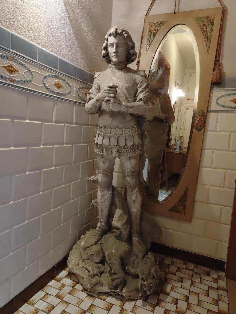 Sint-Joris overwint de draak-groot plaasteren ateliermodel, Antiek en Kunst, Ophalen