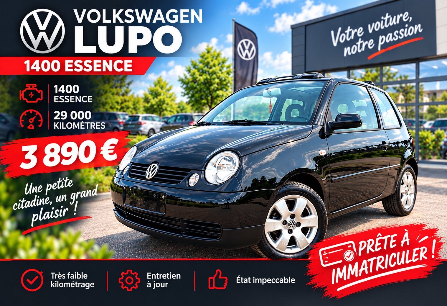 Pret a immatriculer Vw Lupo 1.4ess 29000km!, Autos, Achat, Particulier, Euro 4, Essence