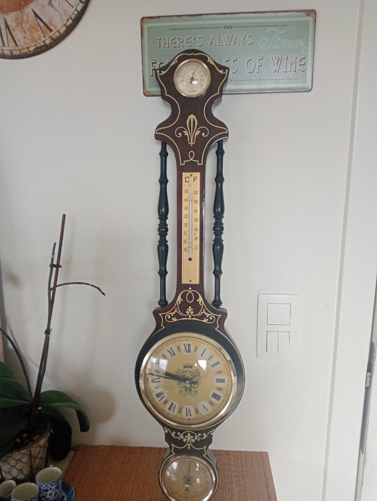 Station météo vintage avec horloge, Vintage, Analogique, Avec thermomètre, Enlèvement
