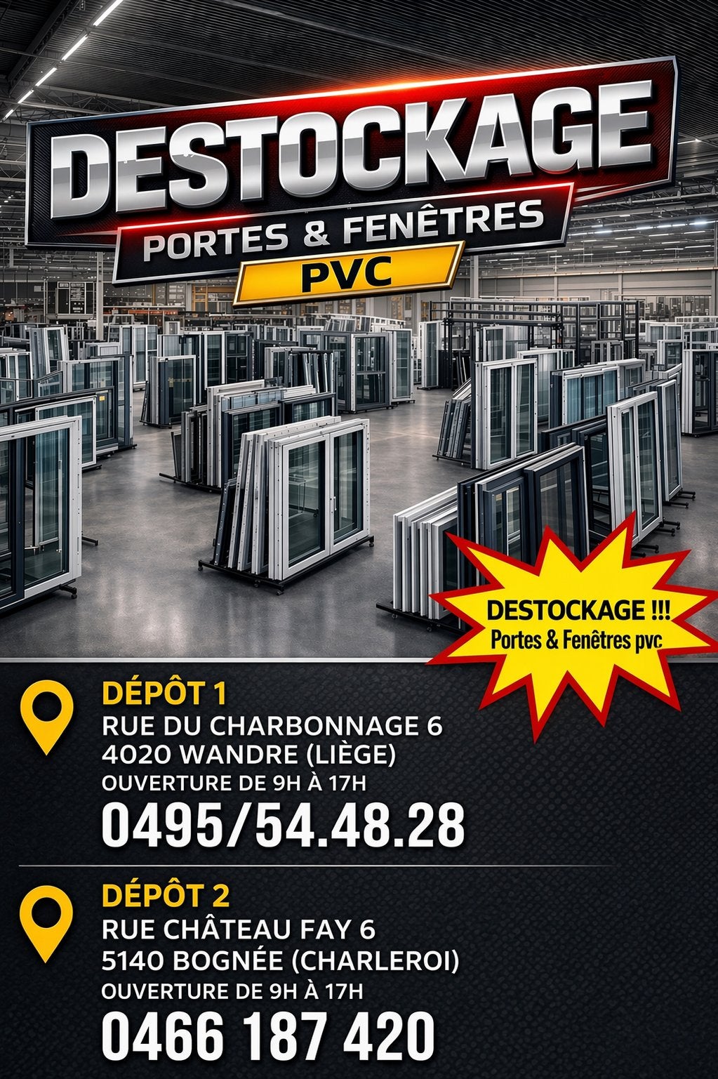 Châssis PVC Blancs Dbl Vitrage – Stock Disponible, Bricolage & Construction, Enlèvement ou Envoi, Double vitrage