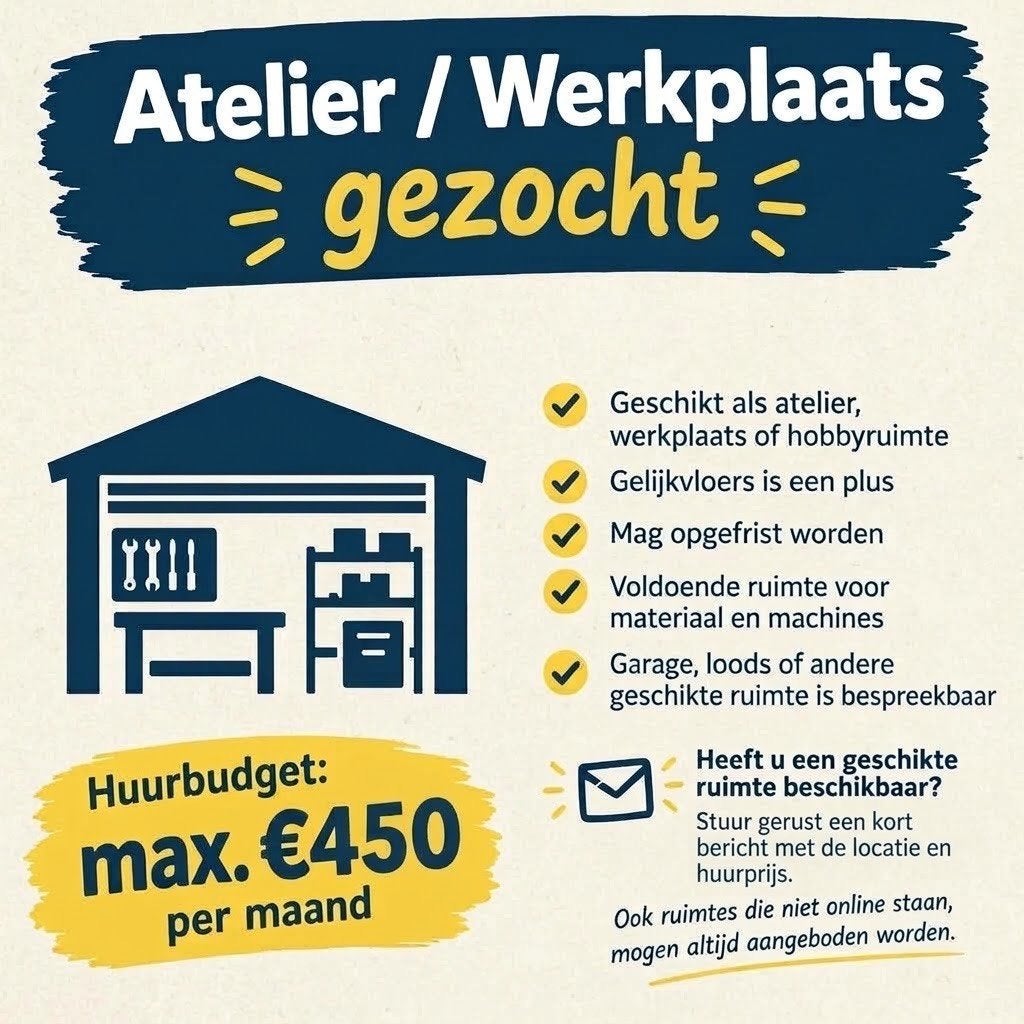 Atelier / werkplaats gezocht, Ophalen