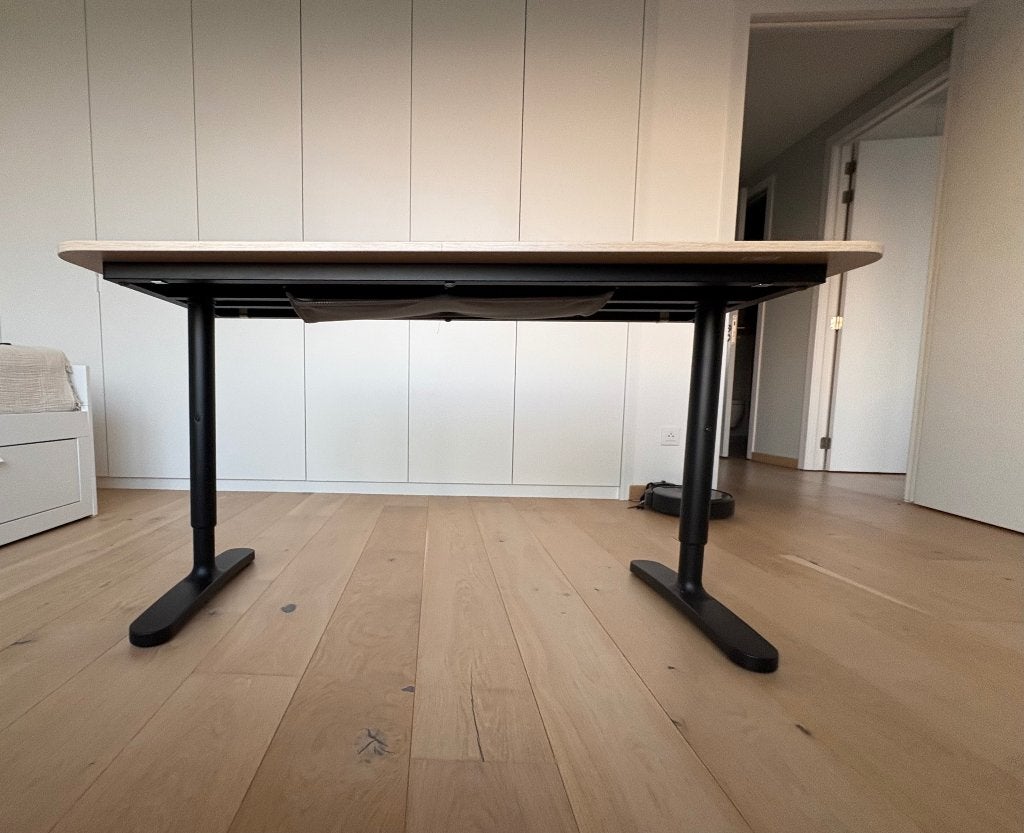 IKEA BEKANT 140x60 bureau, Ophalen, Gebruikt, Spaanplaat of MDF, IKEA