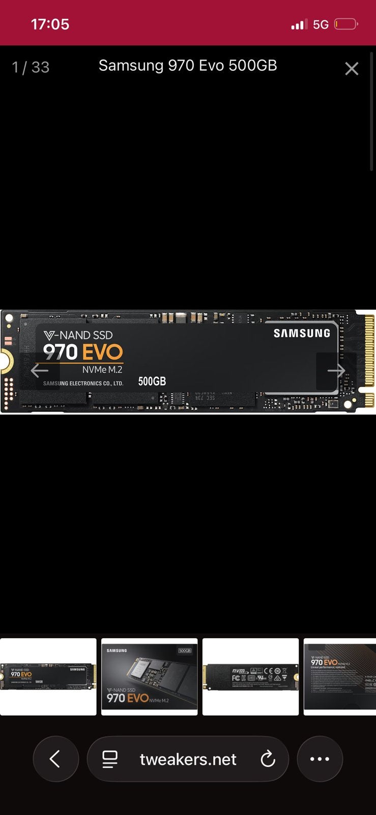 Samsung 970evo 500gb m.2 ssd, Computers en Software, Harde schijven, Ophalen, Zo goed als nieuw, SSD