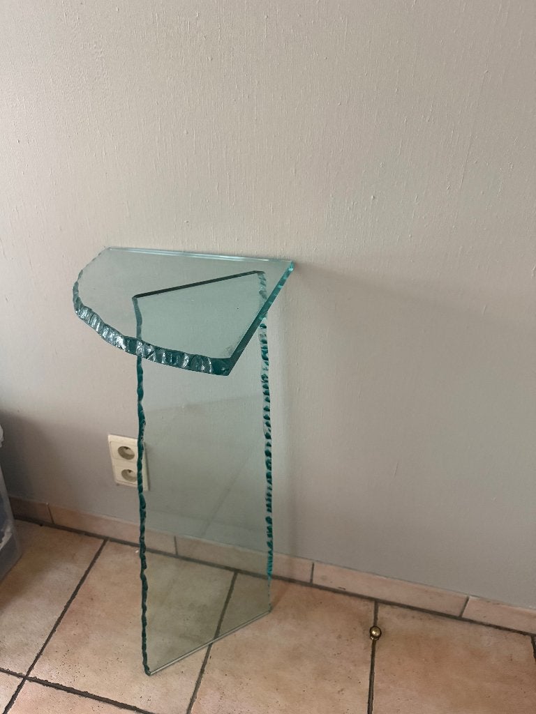 Table d'angle artisanale en verre, Moins de 55 cm, Comme neuf, Verre, Enlèvement