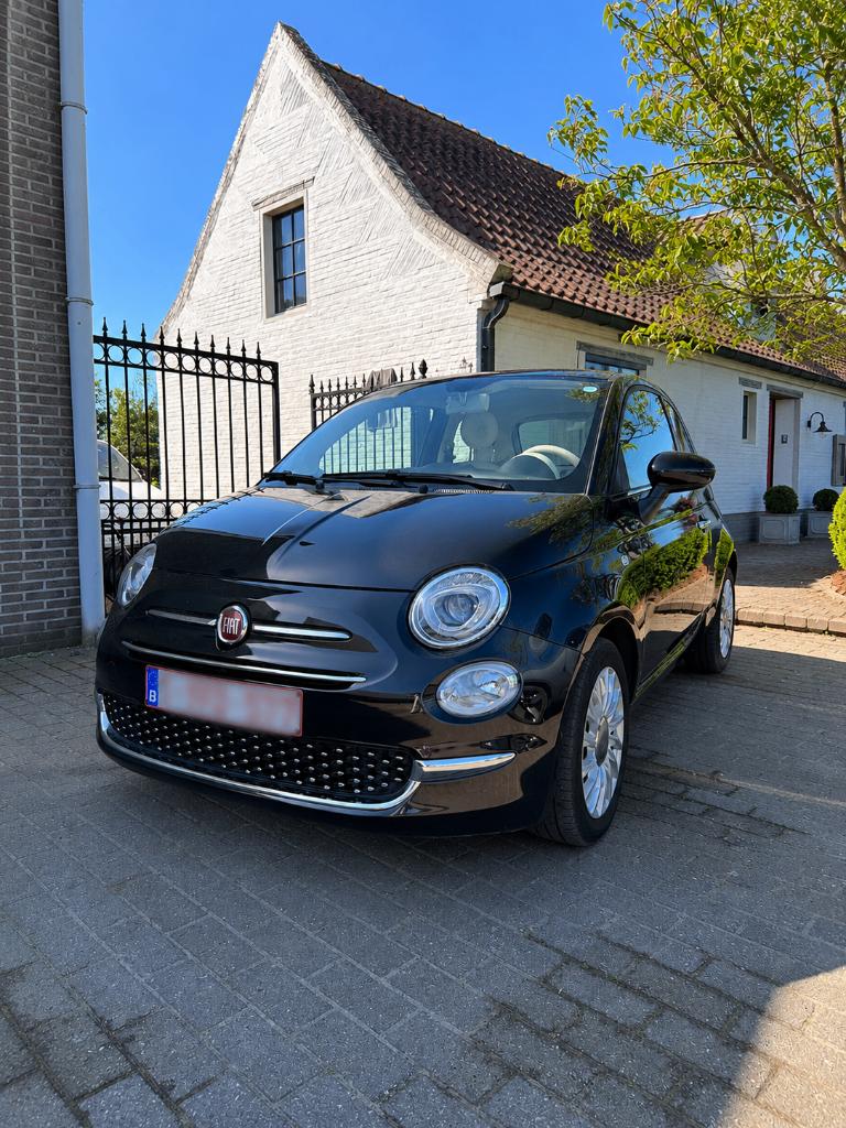 Fiat 500 1.2i Lounge, Voorwielaandrijving, Leder en Stof, Zwart, Handgeschakeld