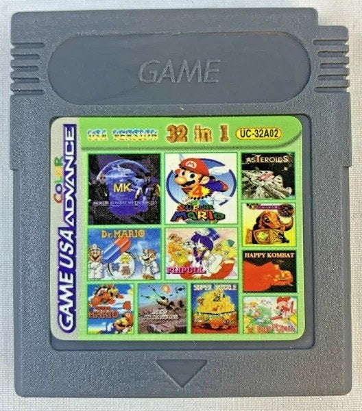 Cartouche multi-jeux 32 en 1 GB GBC GBA Super Mario Dr. Mari, Comme neuf, Nintendo, Super Mario, Autres types