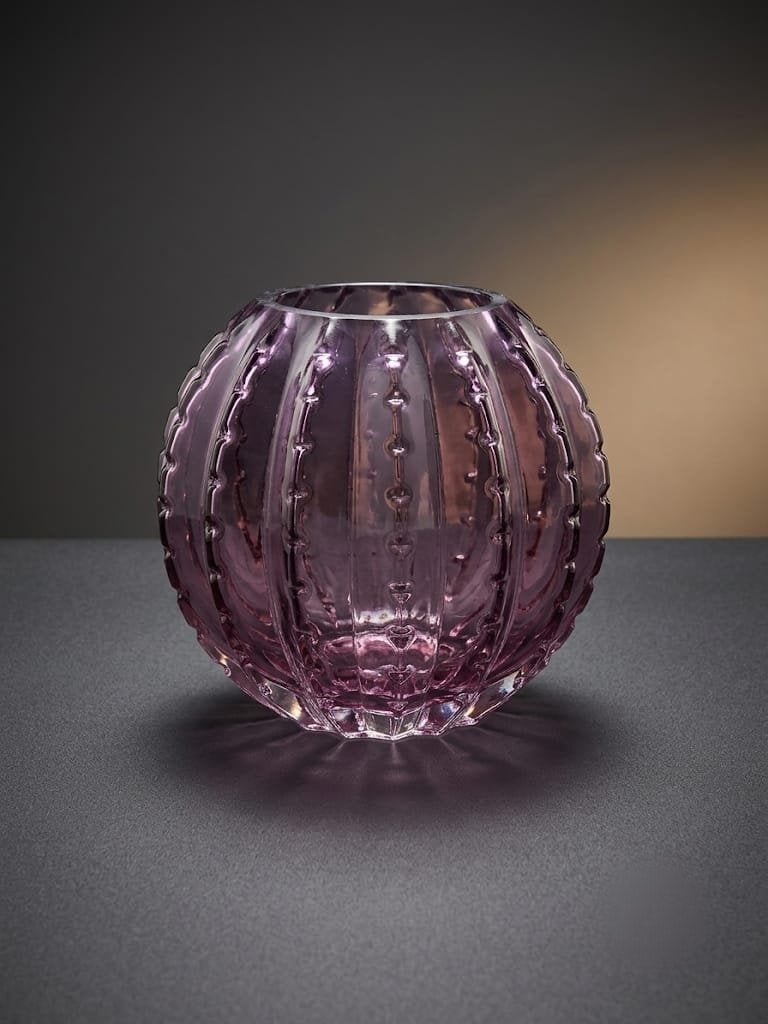 Vase boule Murano en verre violine des années 80, Enlèvement