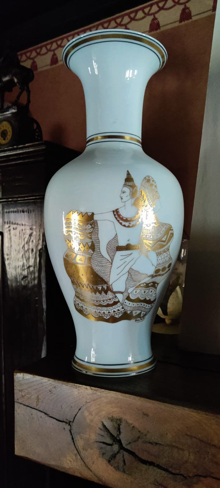 Mooie Italiaanse vaas met bladgoud, Antiek en Kunst, Ophalen