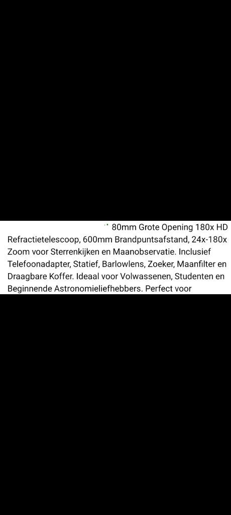 Sterrenkijker, TV, Hi-fi & Vidéo, Enlèvement, Neuf