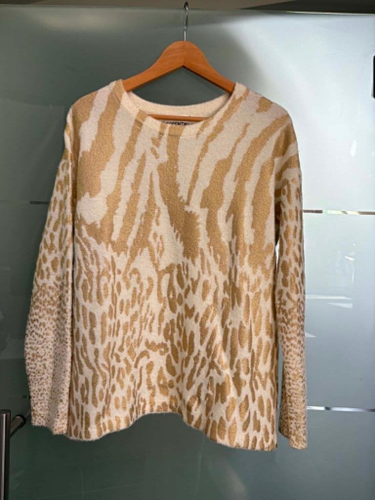 Essentiel Antwerp Trui met Gouden Dierenprint & Lurex, Ophalen of Verzenden, Zo goed als nieuw, Essentiel Antwerp, Maat 34 (XS) of kleiner
