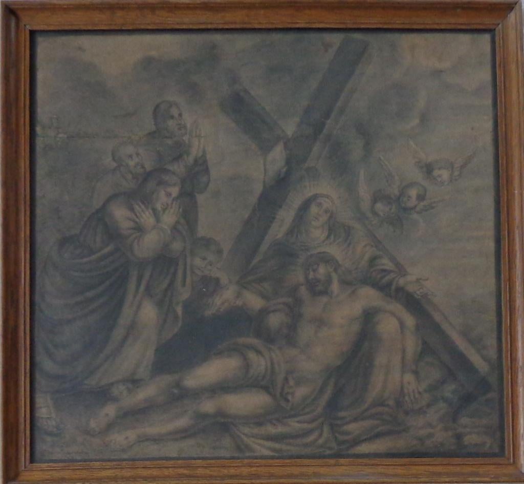 ACADEMIE DE LOUVAIN / BEWENING CHRISTUS / ORIGINEEL 46x49cm, Ophalen of Verzenden