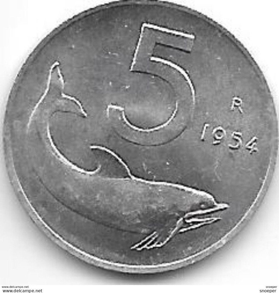 italy 5 lire 1954 km 92 unc, Verzenden, Italië, Losse munt
