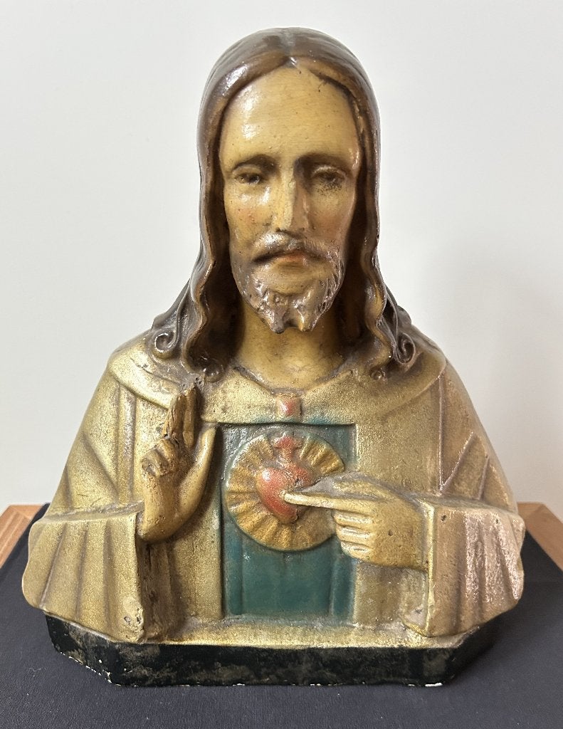 Très beau buste du Sacré-Cœur - 33,50 cm - Plâtre, Enlèvement ou Envoi