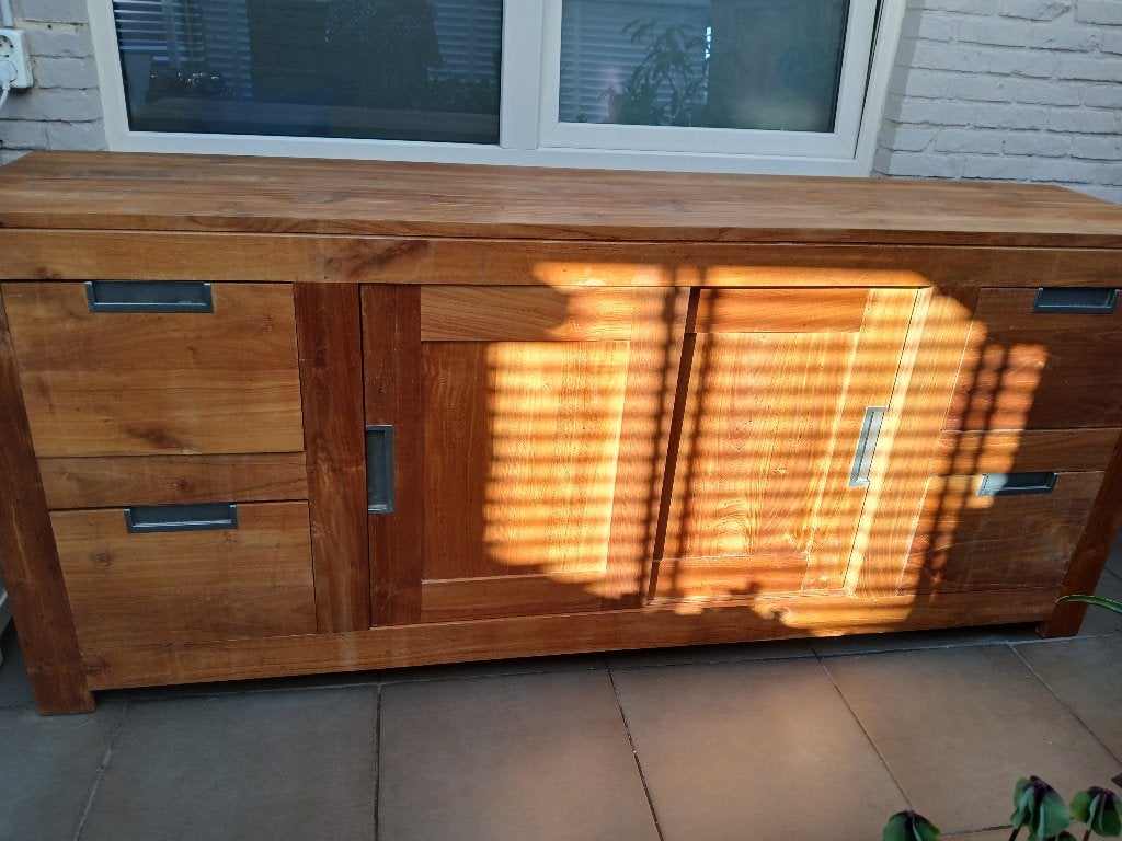 Buffetkast, Huis en Inrichting, Ophalen, Gebruikt, Teakhout, 200 cm of meer
