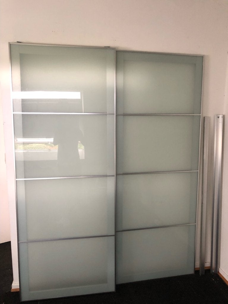 2 portes coulissantes de dressing Ikea "Pax" en verre dépoli, Verre, Comme neuf, 50 à 100 cm, 150 à 200 cm