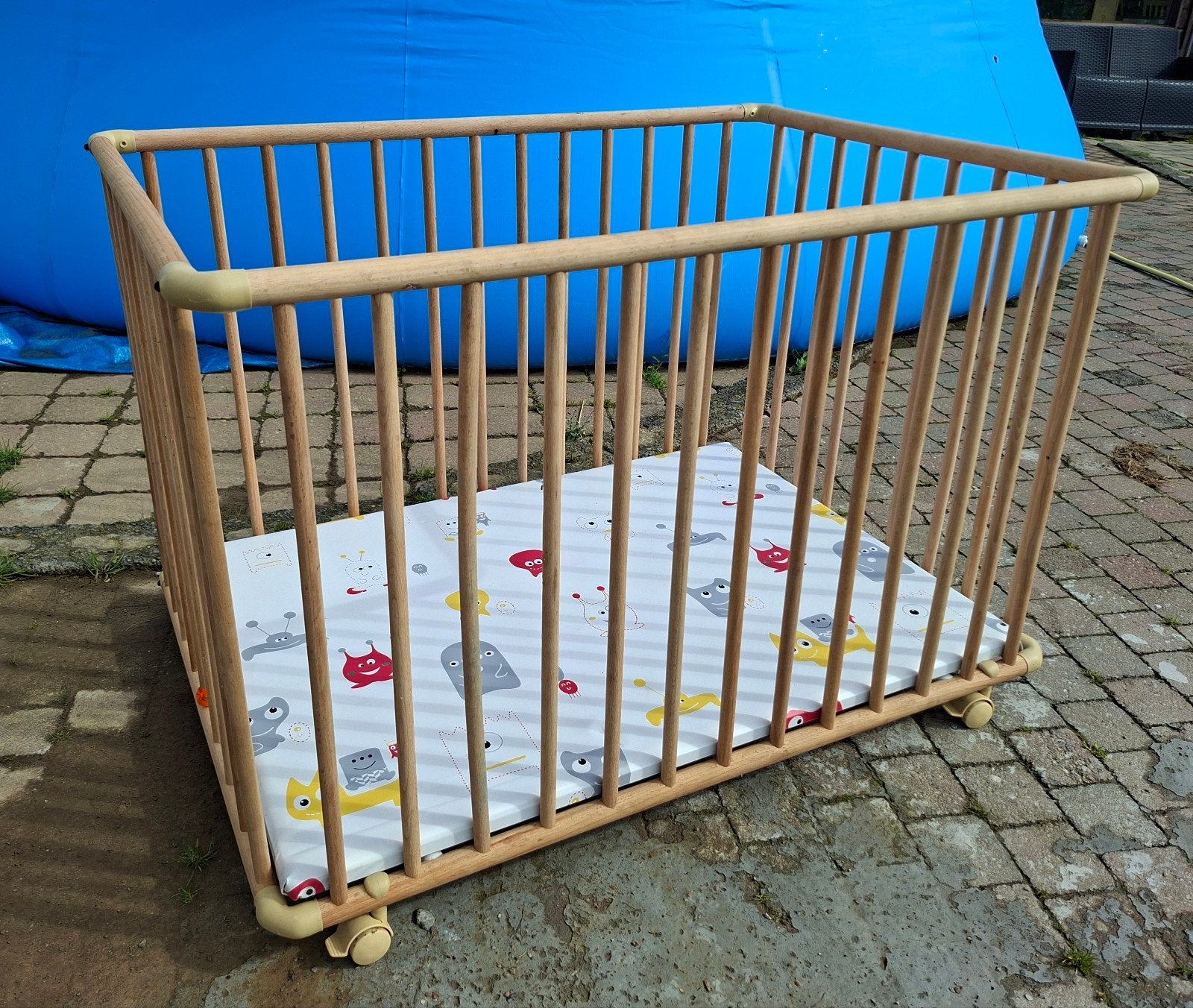parc bois, Enfants & Bébés, Parcs, Enlèvement, Utilisé, Carré, Roulettes