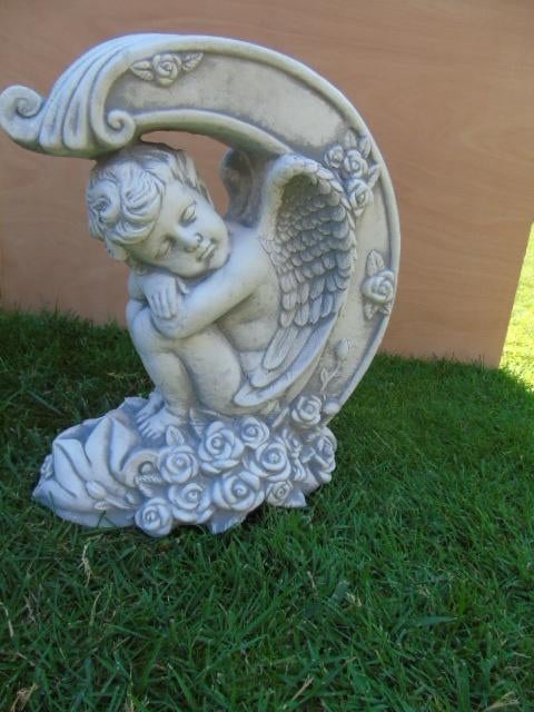 statue d un ange sur lune en pierre, Enlèvement, Neuf, Pierre, Ange