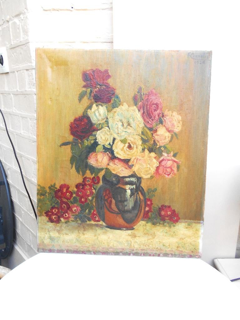 tableau peinture fleurs F.Cornelis 1926, Antiquités & Art, Enlèvement