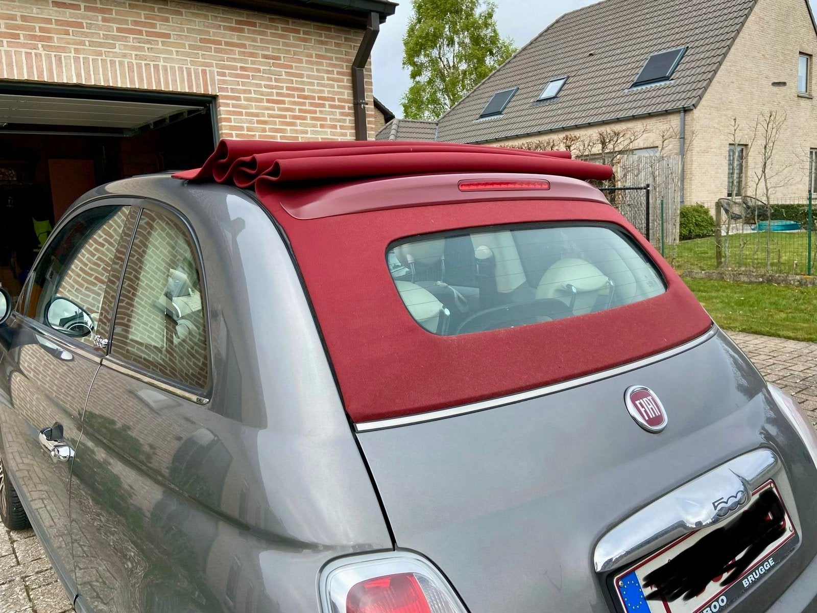 Fiat 500 c 2013, Auto's, Euro 5, Stof, Beige, Cabriolet