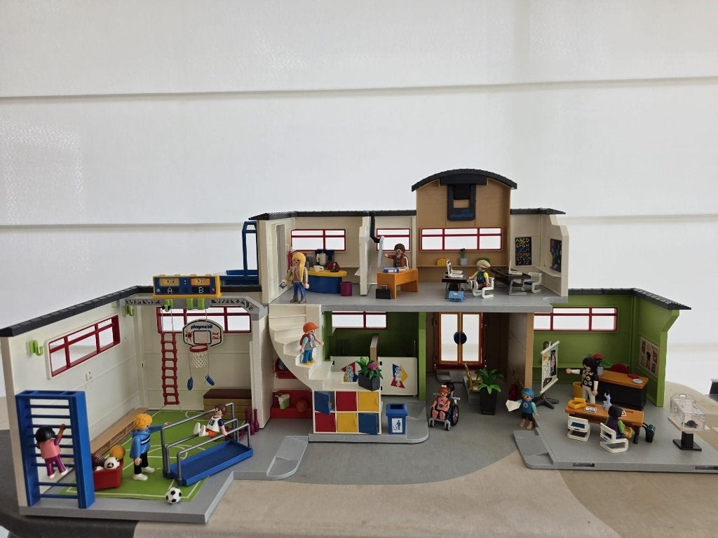 Playmobil School + Turnzaal, Kinderen en Baby's, Speelgoed | Playmobil, Ophalen, Gebruikt, Gebouw, Complete set
