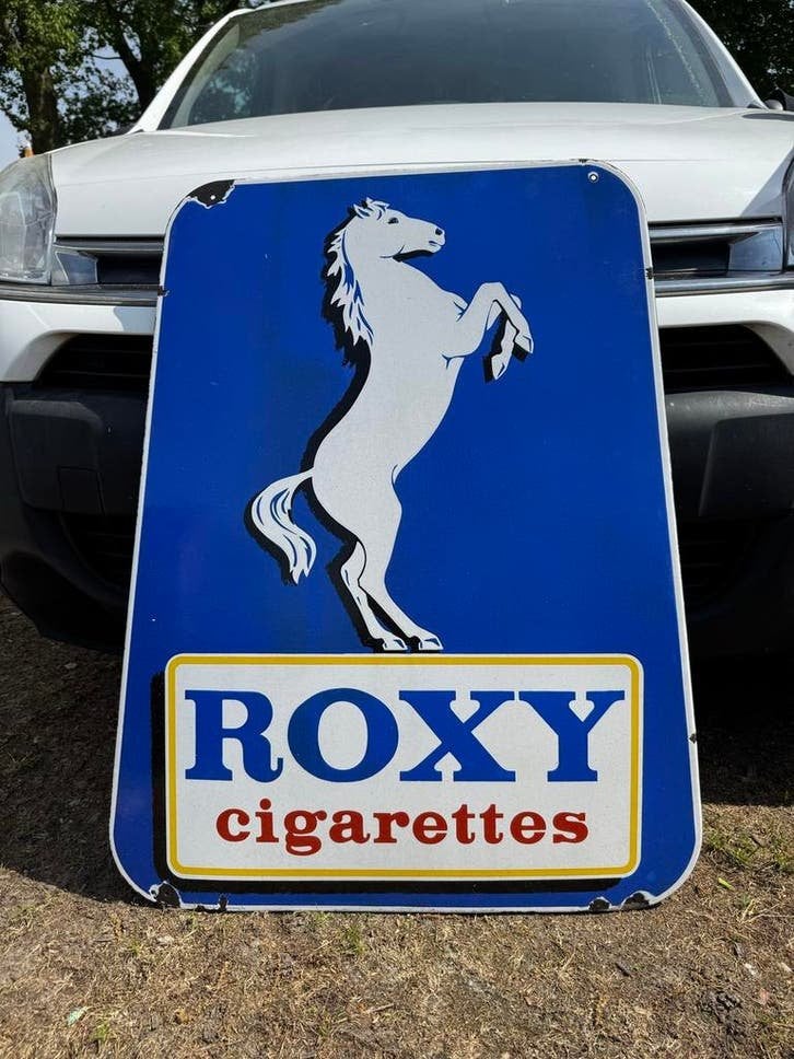 Vintage Roxy Sigaretten Emaille Reclamebord - Paard, Antiek en Kunst