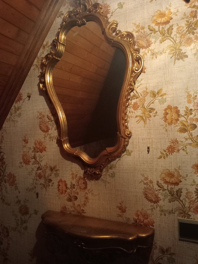 Miroir et console vintage de style baroque, Enlèvement, Ovale, Moins de 50 cm, Moins de 100 cm