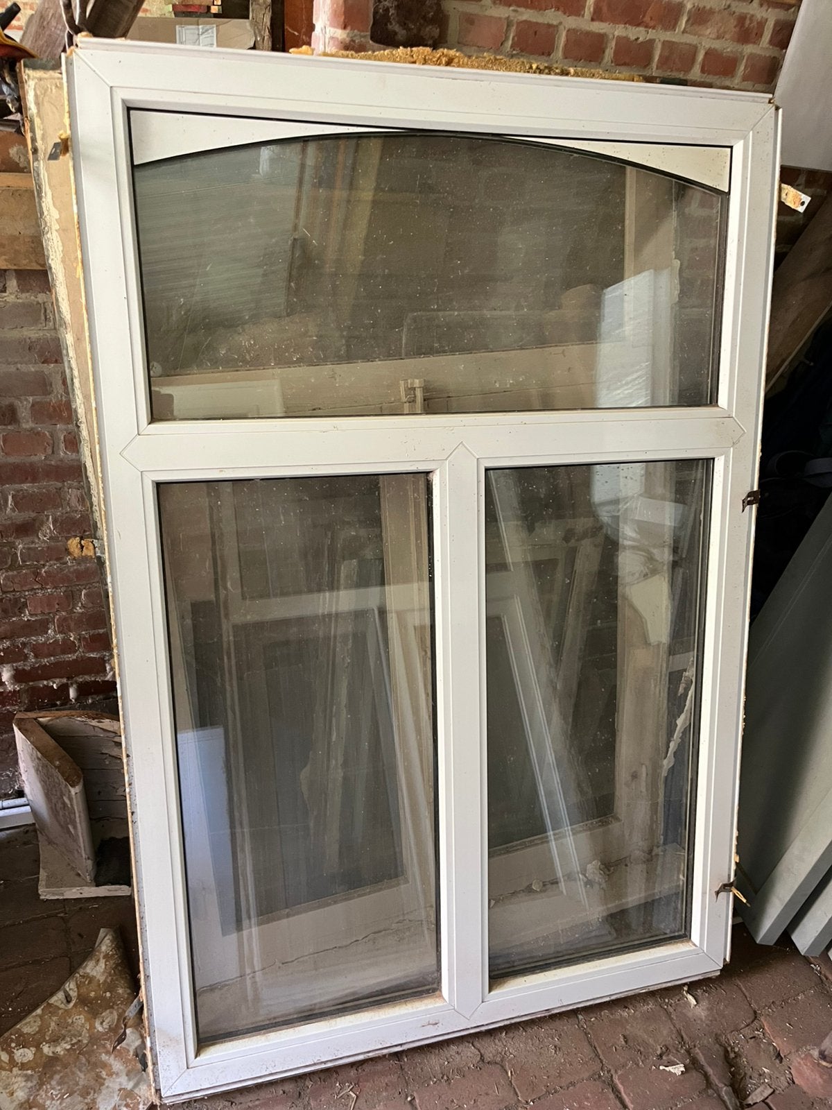 Dubbel PVC raam wit - 112 * 170, Ophalen, Gevelraam of Ruit, Gebruikt, 80 tot 120 cm