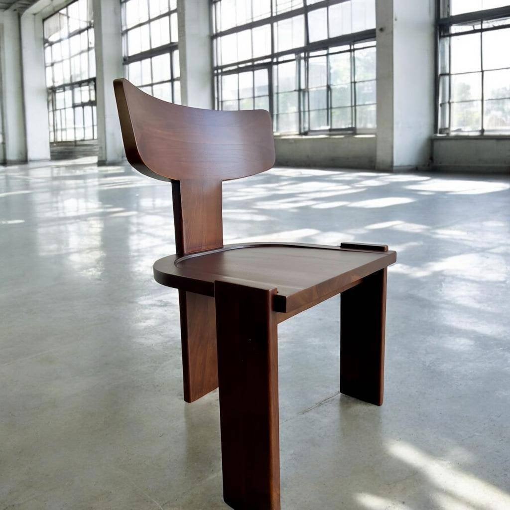 Retro massief houten brutalist stoel (meerdere beschikbaar), Ophalen