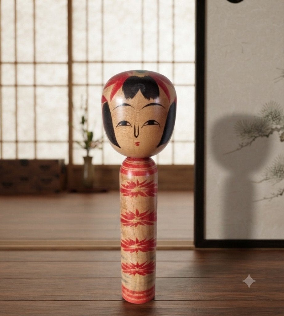 Kokeshi Sakunami vintage de Shuichi Umeki (1929-2026), Antiquités & Art, Art | Art non-occidental, 16 cm, Japon, Bois, Peint