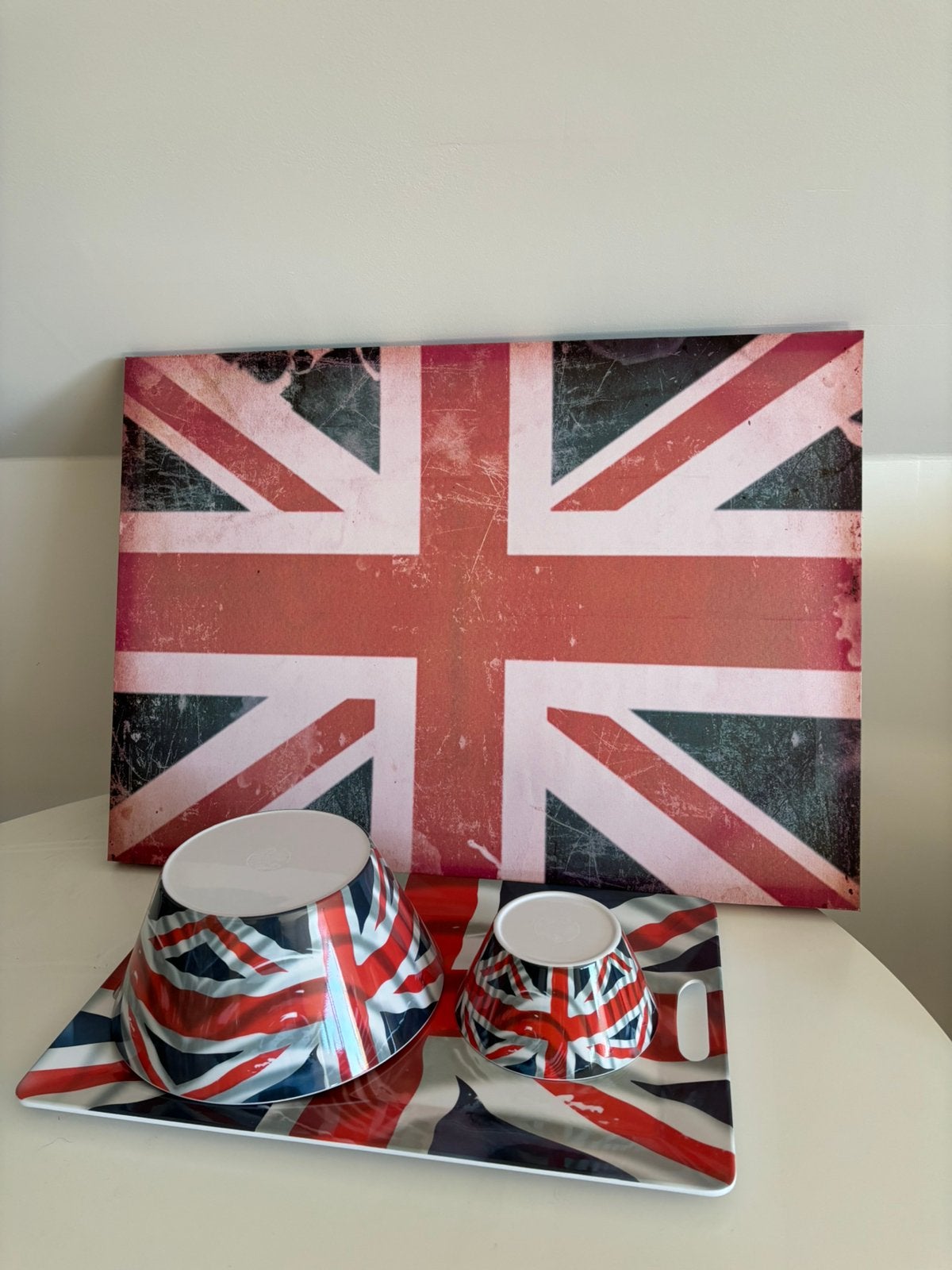 UK-style dienblad, schilderij, grote en kleine kom, Ophalen, Zo goed als nieuw, Kunststof, Dienblad