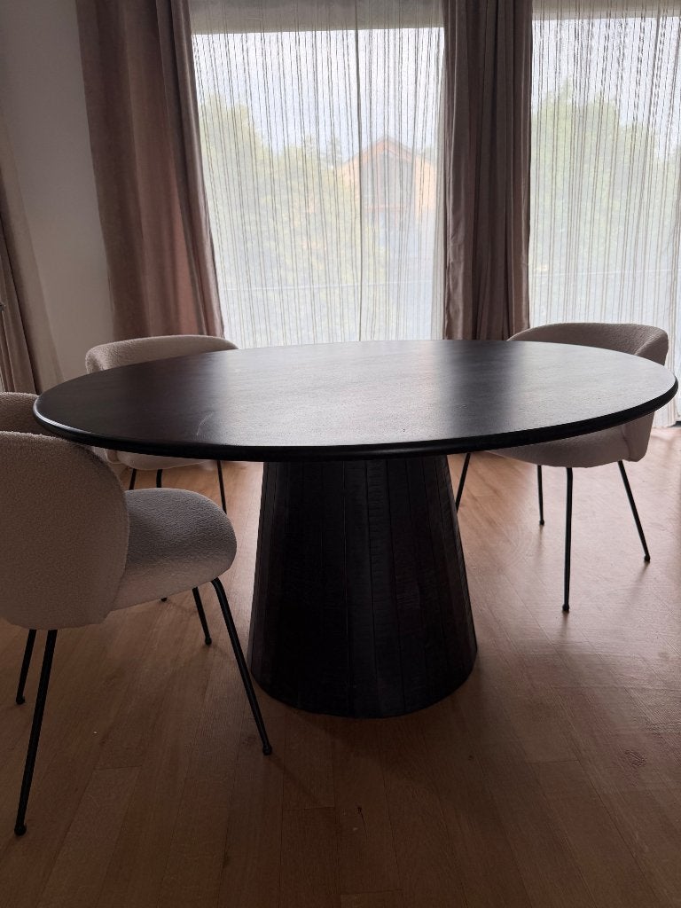 Table en manguier noir, Maison & Meubles, Rond, 100 à 150 cm, Enlèvement, Utilisé